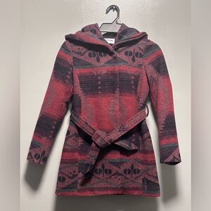 CoffeeShop Kids Warm Polyester/Wool Blend Aztec Hooded  Jacket Size Medium
